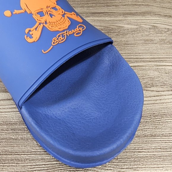 Ed Hardy Darkness Skull Slides Sandal Blue/Orange - EH9041F- Men\'s Size 10 - NEW main image 9